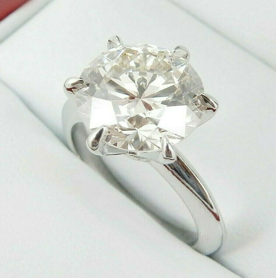 6-Prong Round 9MM Diamond Ring | 3 Ct Look | Off-White Treated Diamond in 925 Silver