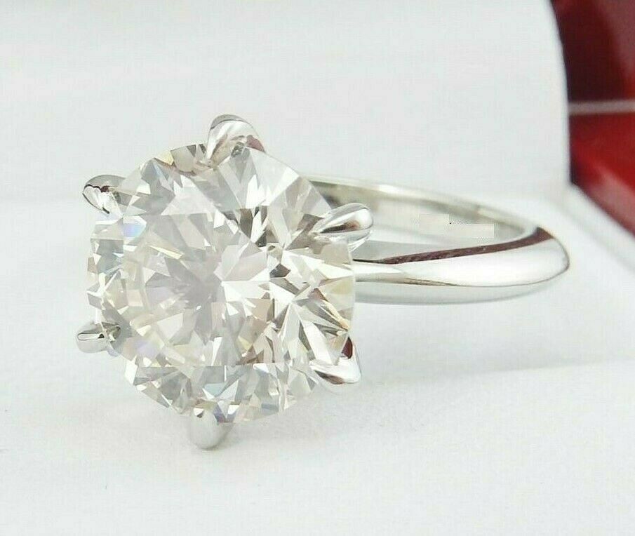 6-Prong Round 9MM Diamond Ring | 3 Ct Look | Off-White Treated Diamond in 925 Silver