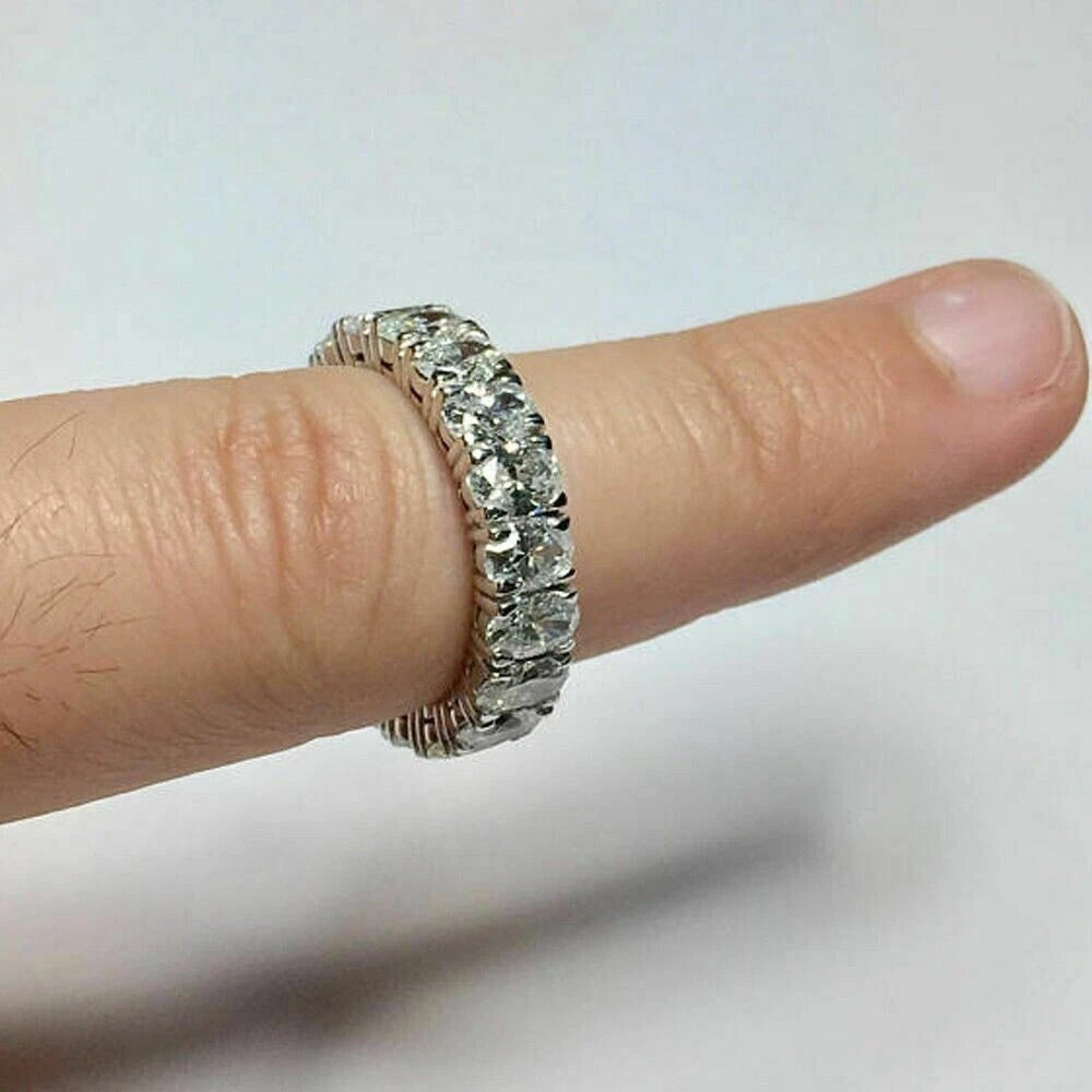 Modern 3.00 Ct Oval Cut Off White Treated Diamond Band 925 Sterling Silver