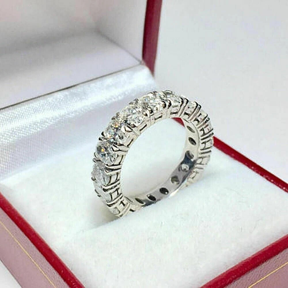Modern 3.00 Ct Oval Cut Off White Treated Diamond Band 925 Sterling Silver