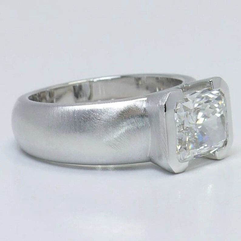 2.50 Ct Radiant Cut White Treated Diamond Engagement Ring 925 Sterling Silver