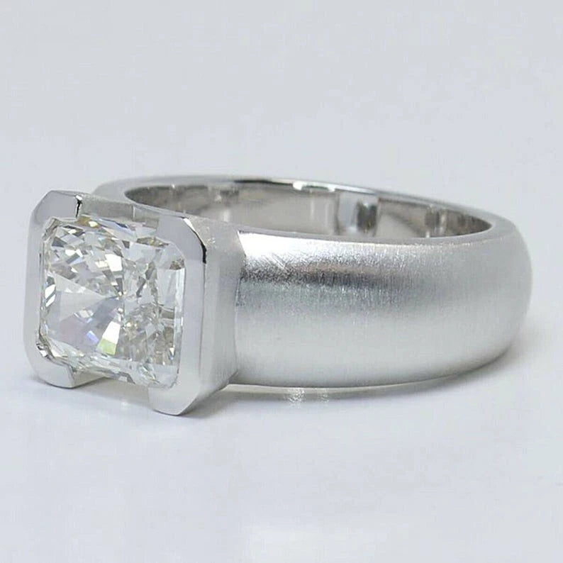 2.50 Ct Radiant Cut White Treated Diamond Engagement Ring 925 Sterling Silver