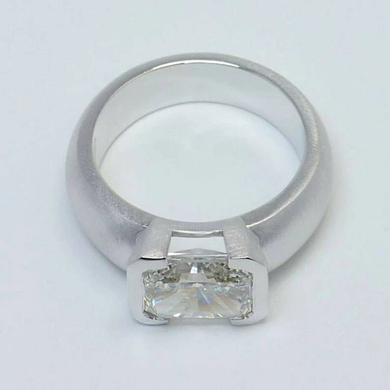 2.50 Ct Radiant Cut White Treated Diamond Engagement Ring 925 Sterling Silver