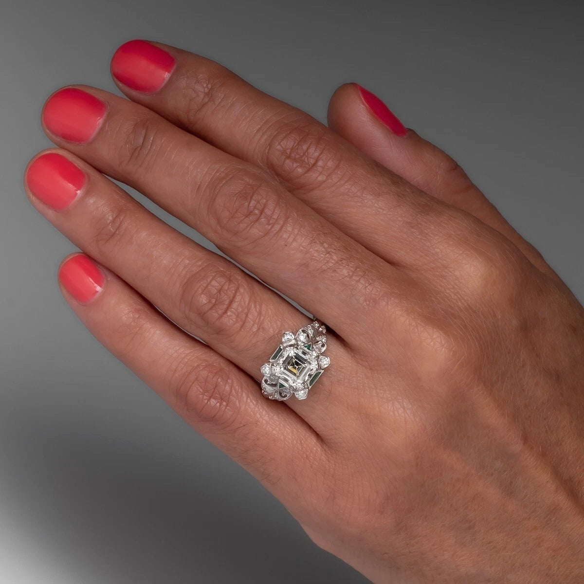 Classic 3.00 Ct Asscher Cut Off White Treated Diamond Ring 925 Sterling Silver
