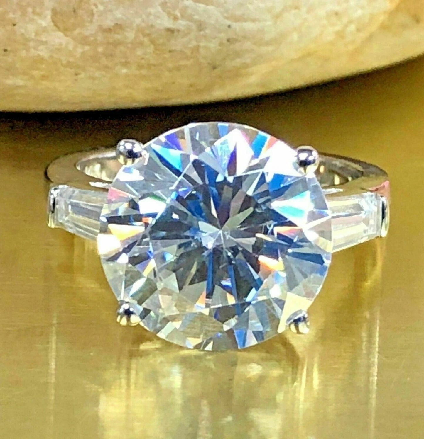 Classic 3.00 Ct Round Cut Off White Treated Diamond Ring 925 Sterling Silver