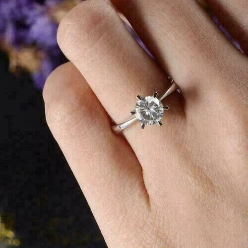 3.00 Ct Round Cut Real Treated Diamond Solitaire Engagement Ring 925 Silver