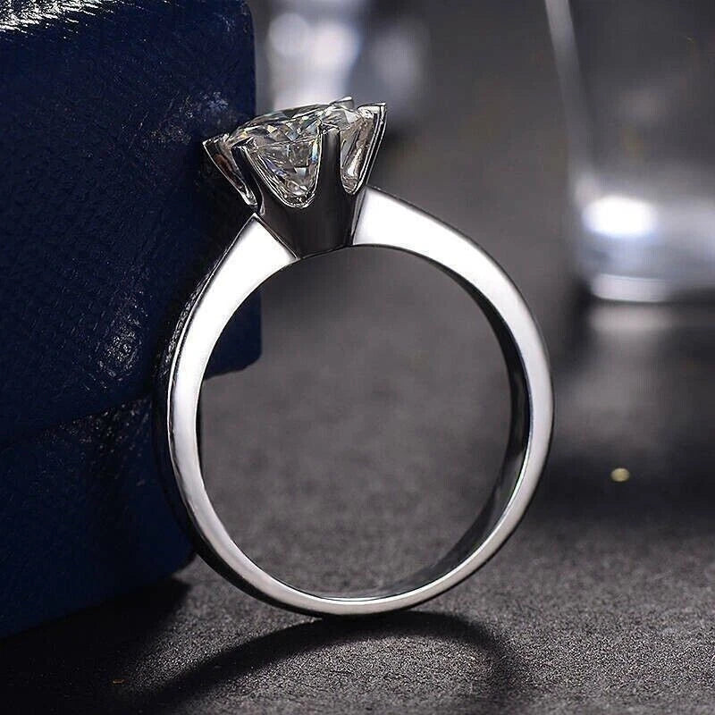 3.00 Ct Round Cut Real Treated Diamond Solitaire Engagement Ring 925 Silver