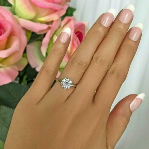 Stand 6-Prong Round 8MM Diamond Ring | 2 Ct Look | Colorless Stone in 925 Silver