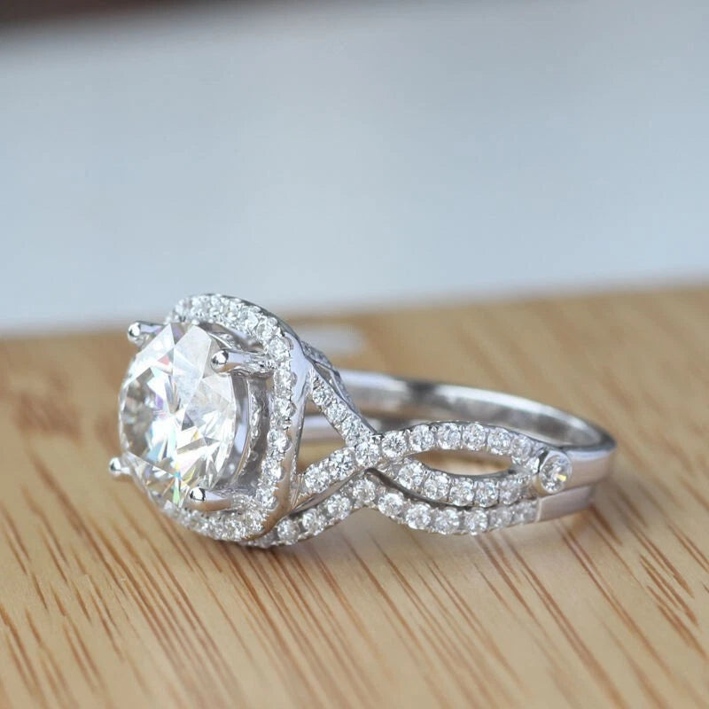 3.00 Ct Round Cut White Treated Diamond Engagement Ring 925 Sterling Silver
