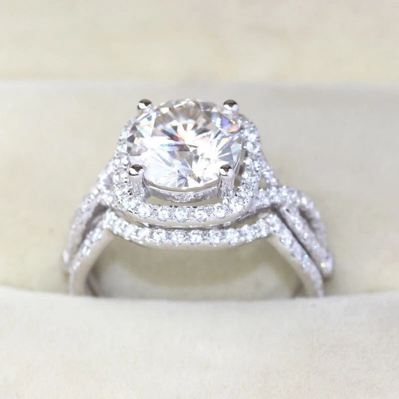 3.00 Ct Round Cut White Treated Diamond Engagement Ring 925 Sterling Silver