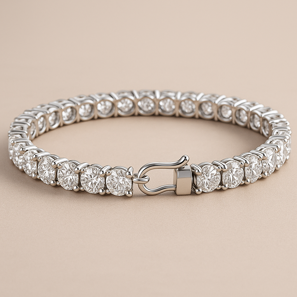 925 Silver Round Treated Diamond Bracelet – Classic Tennis Style Jewelry