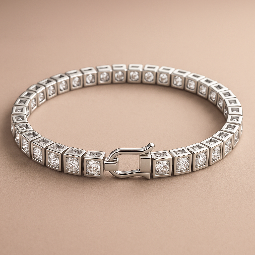 Treated Diamond Tennis Bracelet – 925 Sterling Silver, Elegant Design