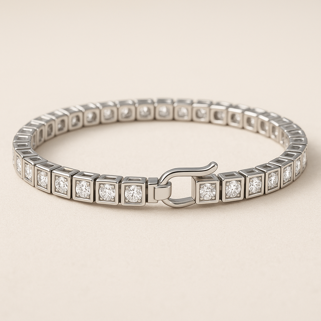 Sterling Silver Bracelet with Treated Diamonds – Sparkling Luxury Look