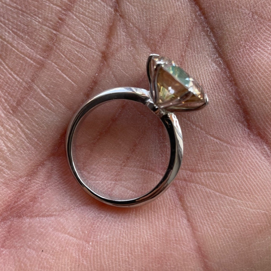 6-Prong Round 12MM Brown Diamond Look Ring | 7 Ct Gemstone in 925 Silver