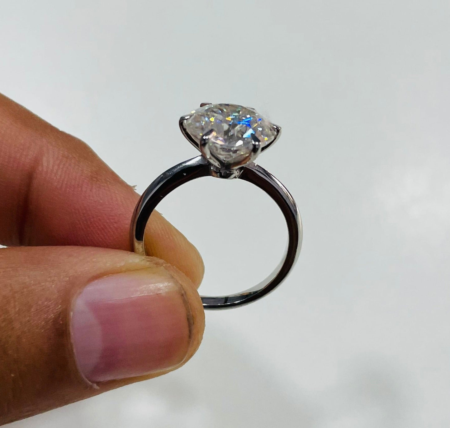 6-Prong Round 12MM Colorless Diamond Look Ring | 7 Ct Stone in 925 Silver