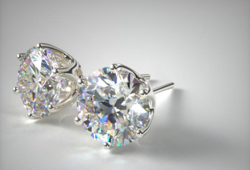 Crown Setting Round 8MM CZ Stud Earrings in 925 Silver