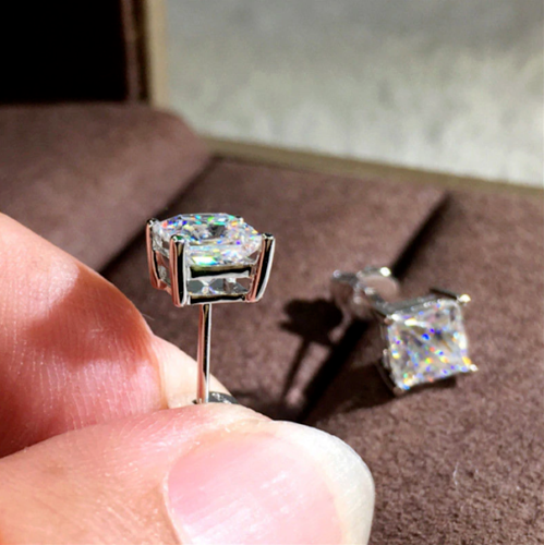 Princess Cut White CZ Stud Earrings | 2.00 Ct Look in 925 Silver