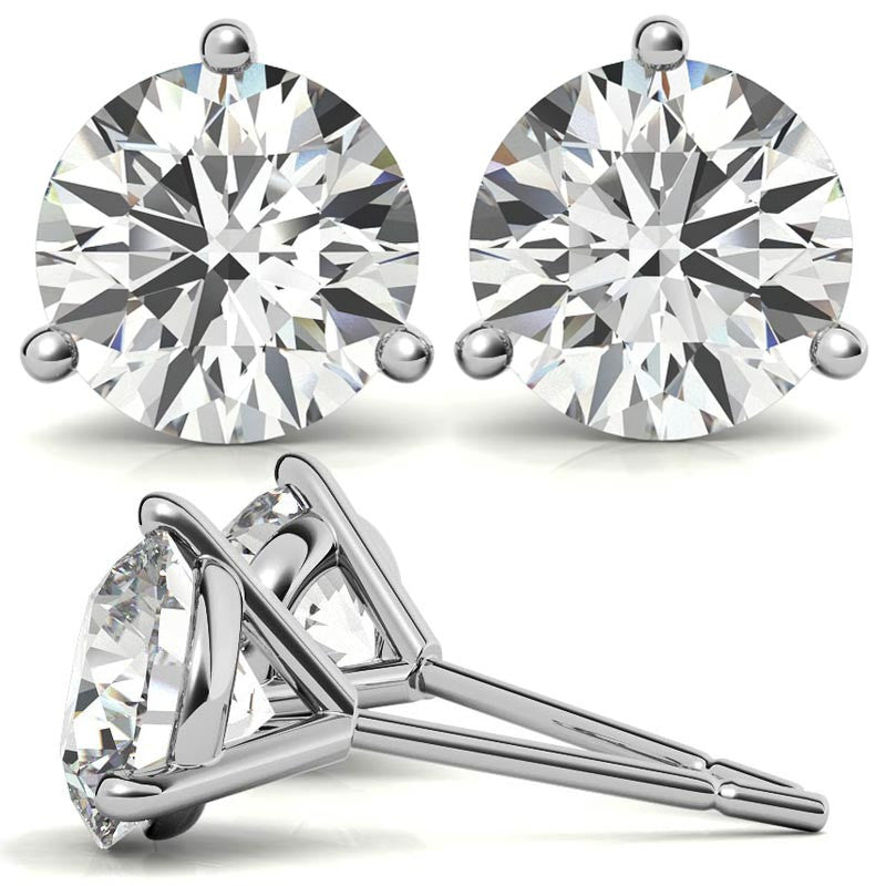 3-Prong Round 6.5MM Stud Earrings | 2.00 Ct A-Grade Stones in 925 Silver