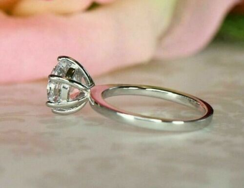 Stand 6-Prong Round 8MM Diamond Ring | 2 Ct Look | Colorless Stone in 925 Silver