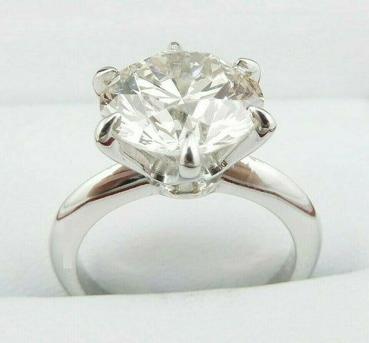 6-Prong Round 10MM Diamond Ring | 5 Ct Look | Off-White Treated Diamond in 925 Silver