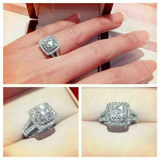 Classic 3.00 Ct Round Cut Off White Treated Diamond Ring 925 Sterling Silver