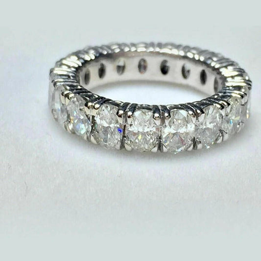 Modern 3.00 Ct Oval Cut Off White Treated Diamond Band 925 Sterling Silver