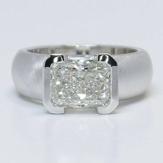 2.50 Ct Radiant Cut White Treated Diamond Engagement Ring 925 Sterling Silver