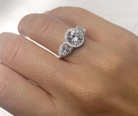 Classic 2.50 Ct Round Cut Real Treated Diamond Engagement Ring 925 Silver