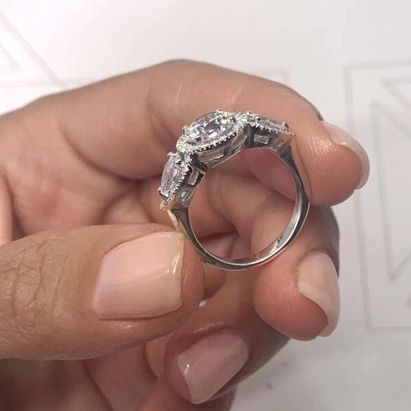 Classic 2.50 Ct Round Cut Real Treated Diamond Engagement Ring 925 Silver