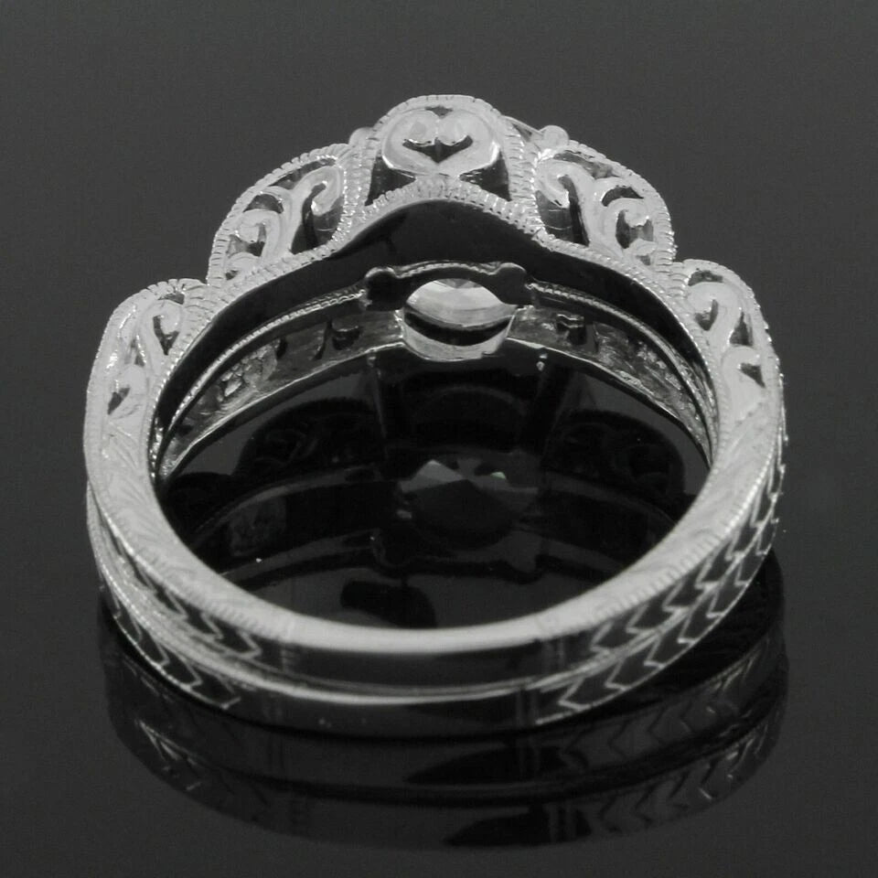 3 Ct Round Cut Off White Treated Diamond Ring 925 Sterling Silver With Band