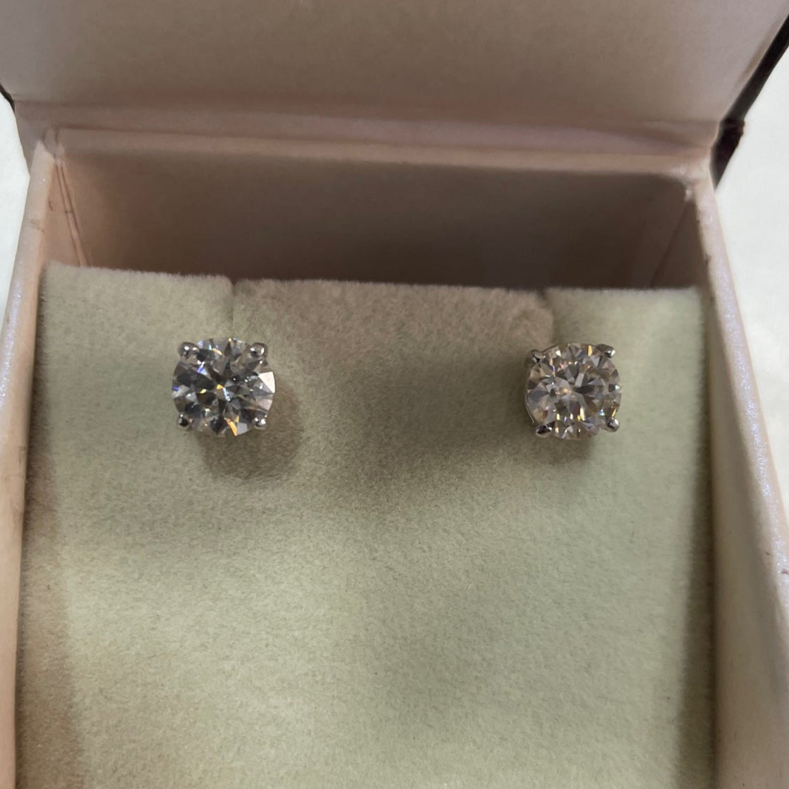 4-Prong Round Colorless Stud Earrings | 4.00 Ct Total (8MM / 2 Ct Each) in 925 Silver