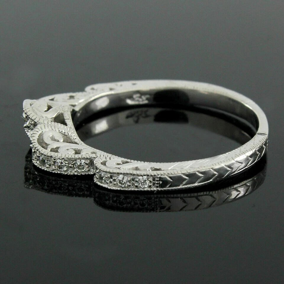 3 Ct Round Cut Off White Treated Diamond Ring 925 Sterling Silver With Band