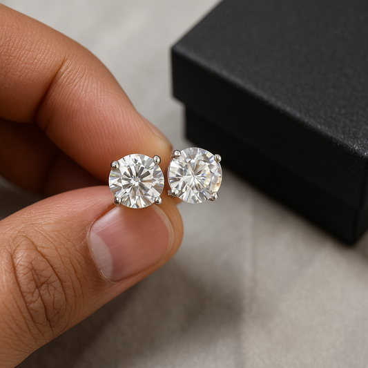 4-Prong Round 6.5MM Stud Earrings | 2.00 Ct A-Grade Stones in 925 Silver