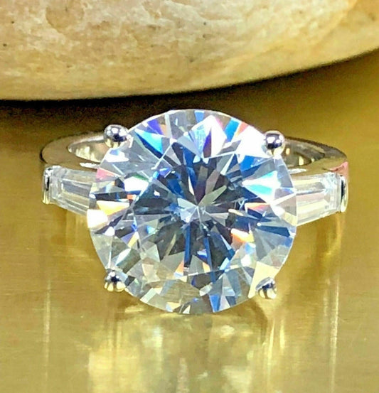 Classic 3.00 Ct Round Cut Off White Treated Diamond Ring 925 Sterling Silver