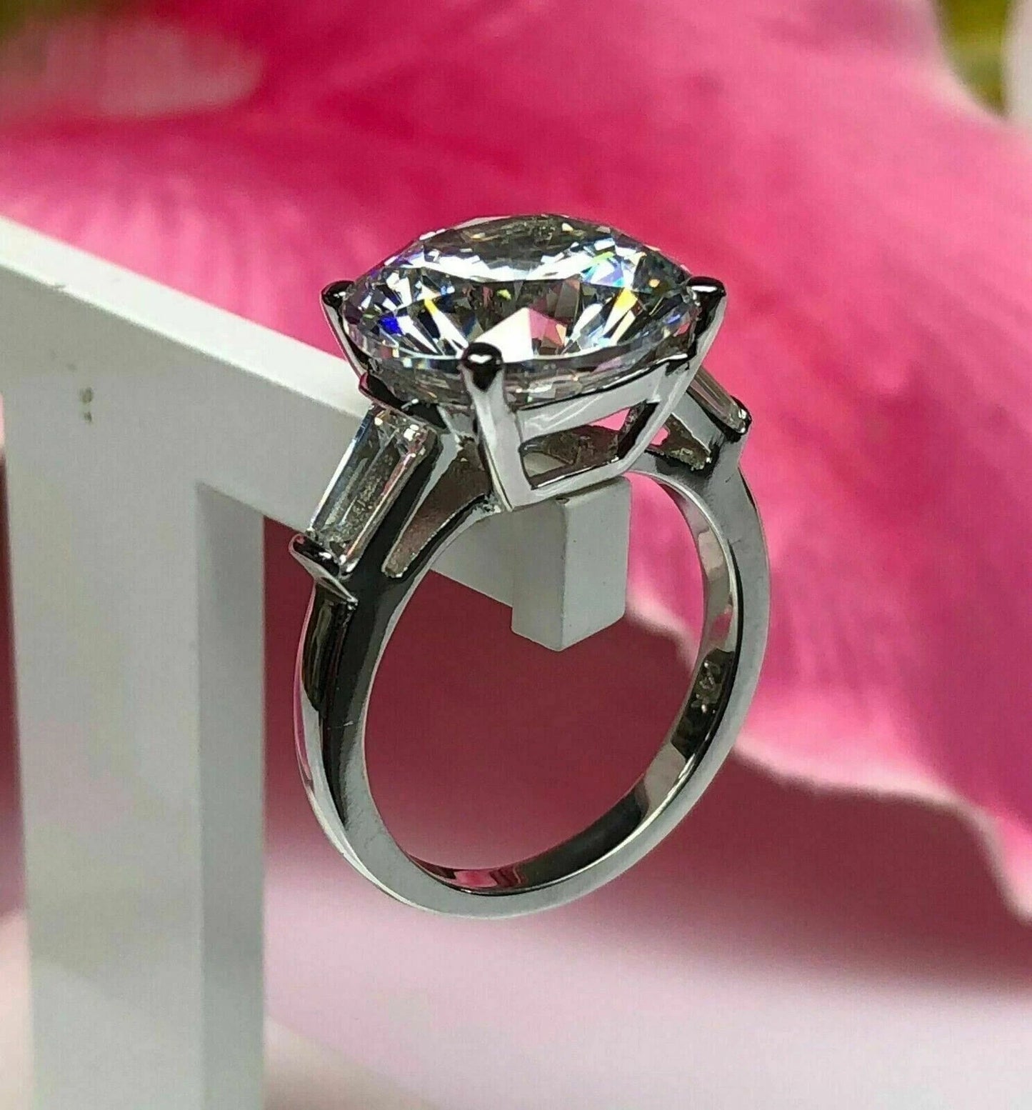 Classic 3.00 Ct Round Cut Off White Treated Diamond Ring 925 Sterling Silver