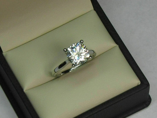 Classic 2.00 Ct Round Cut Off White Treated Diamond Ring 925 Sterling Silver