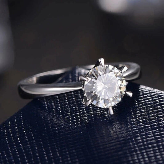 3.00 Ct Round Cut Real Treated Diamond Solitaire Engagement Ring 925 Silver