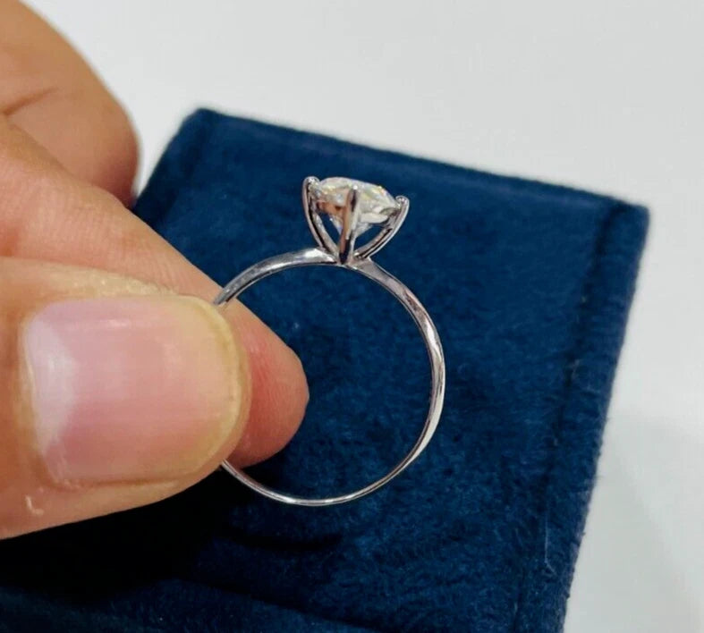 Solitair 3.00 Ct Marquise Cut Off White Treated Diamond Ring 925 Sterling Silver