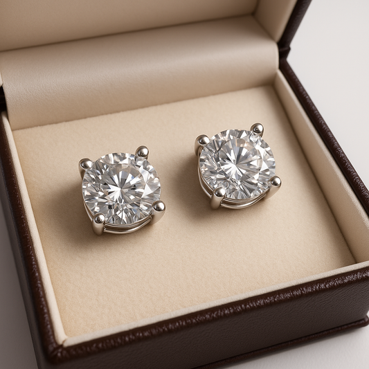 4-Prong Round Colorless Stud Earrings | 6 Ct Total (9MM Each) in 925 Silver