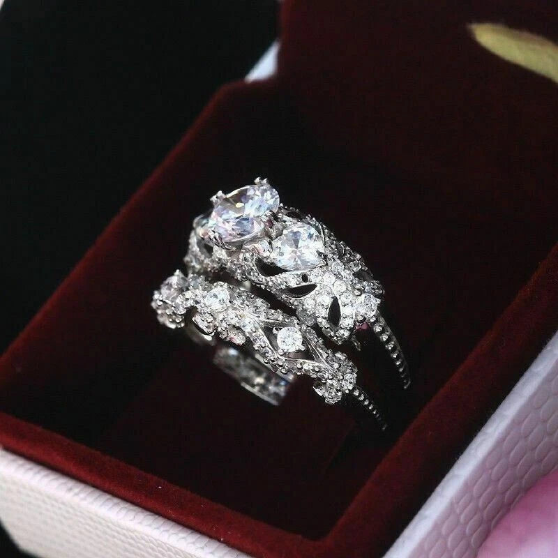 Classic 3.00 Ct Round Cut Off White Treated Diamond Ring 925 Sterling Silver