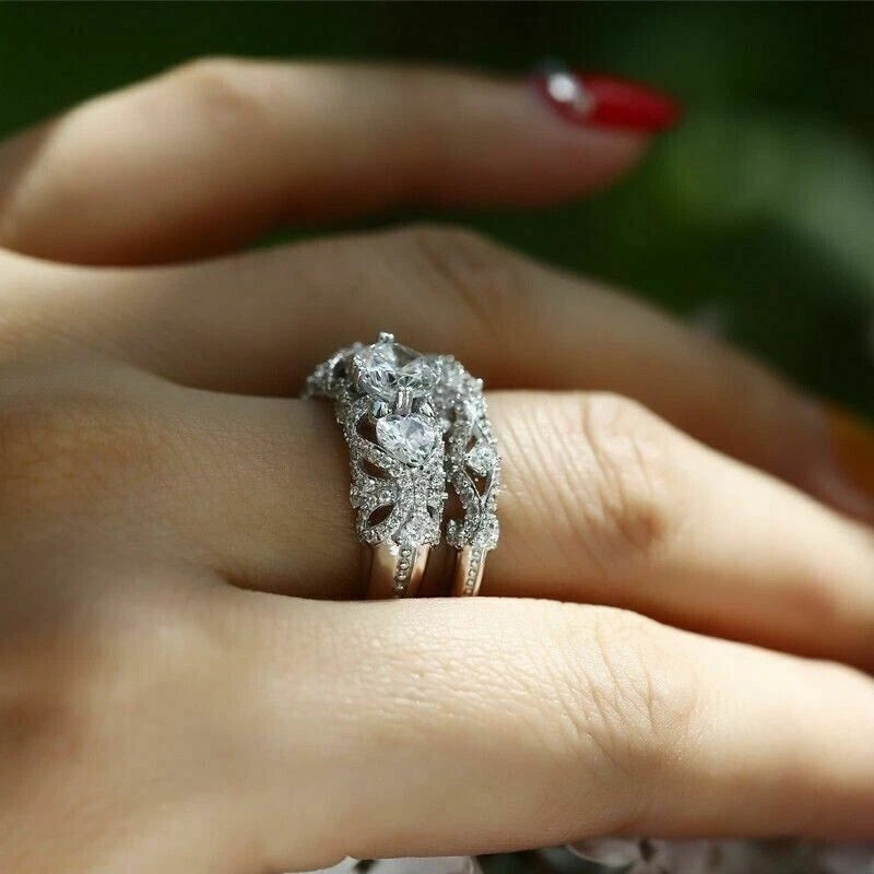Classic 3.00 Ct Round Cut Off White Treated Diamond Ring 925 Sterling Silver