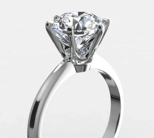 2.00 Ct Round Cut White Treated Diamond Engagement Ring 925 Sterling Silver