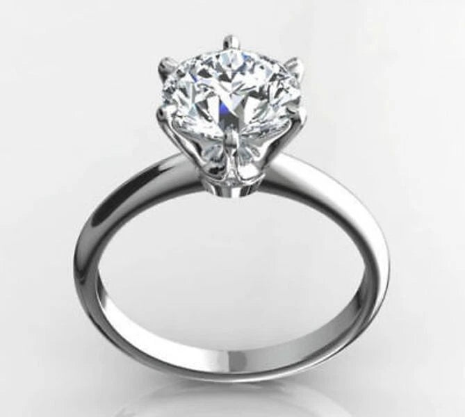 2.00 Ct Round Cut White Treated Diamond Engagement Ring 925 Sterling Silver