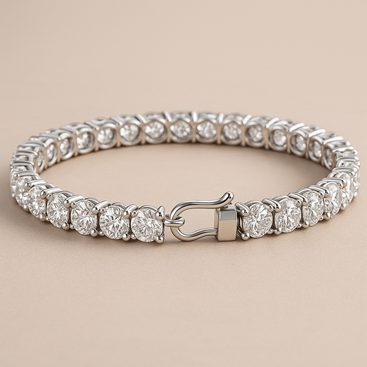 925 Silver Round Treated Diamond Bracelet – Classic Tennis Style Jewelry
