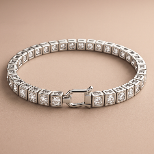 Treated Diamond Tennis Bracelet – 925 Sterling Silver, Elegant Design