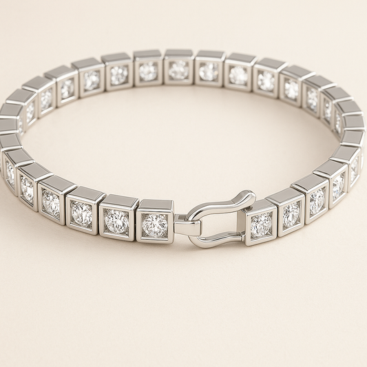 Tennis Bracelet with Treated Diamonds – Modern Design in Sterling Silver
