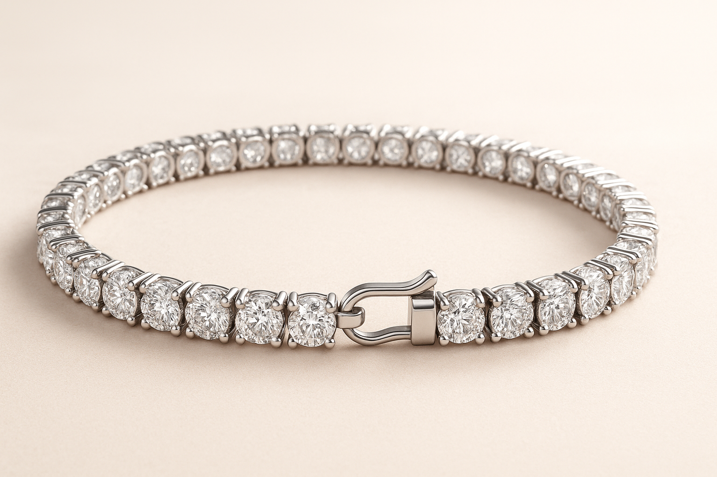Treated Diamond Bracelet with 7.00 Carat, 3mm Size Diamonds in 925 Silver for Women