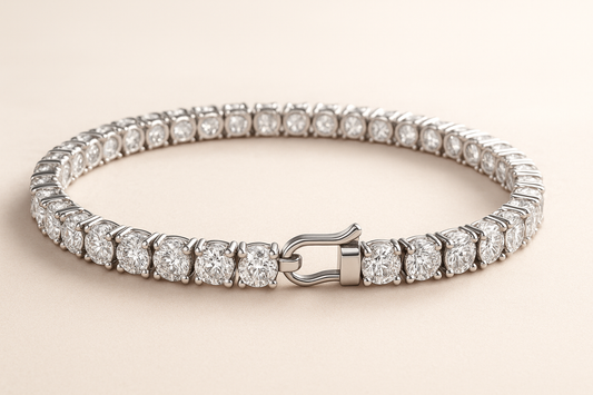 Treated Diamond Tennis Bracelet – Round Cut, 925 Sterling Silver Setting