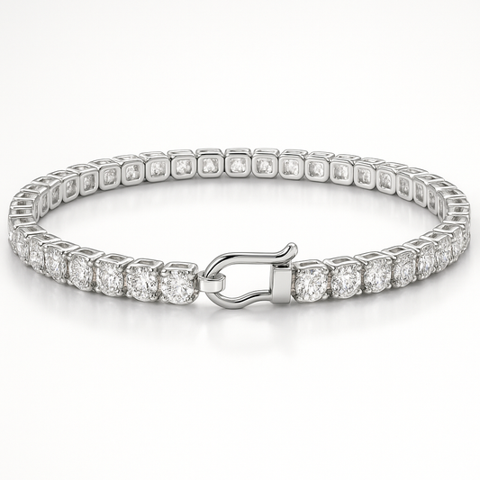 Women’s Tennis Bracelet – Treated Diamonds, Classic Round Cut in 925 Silver