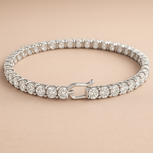 Luxury Tennis Bracelet – Treated Round Diamonds in Sterling Silver